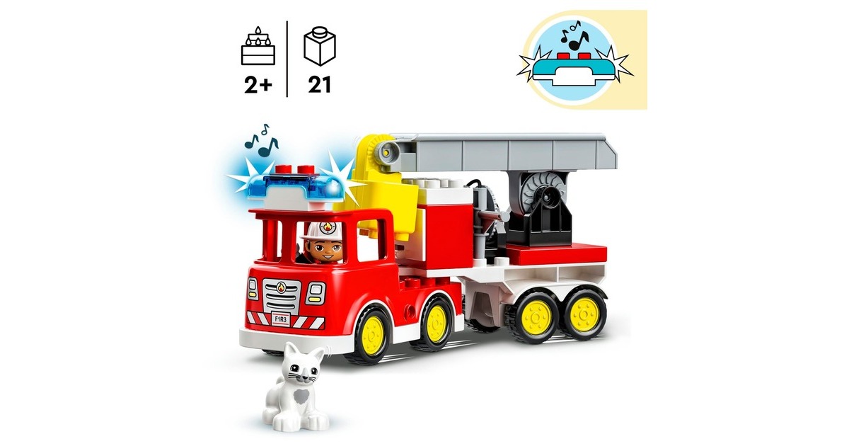 LEGO 10969 DUPLO Town Le Camion de Pompiers, Jouet Éducatif, Figurines,  Sauver les Animaux, Jeu Éducatif, Cadeau Enfants Des 2 A - ADMI