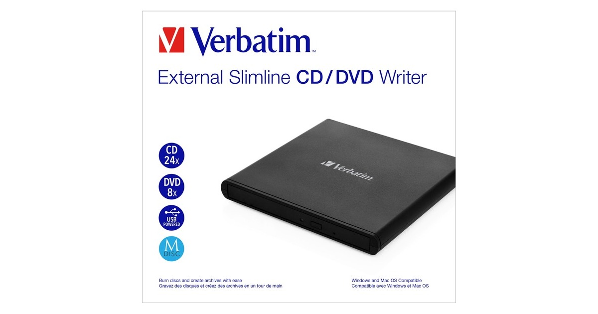 Graveur DVD externe Verbatim USB 3.1 (Gen 1) au détail noir