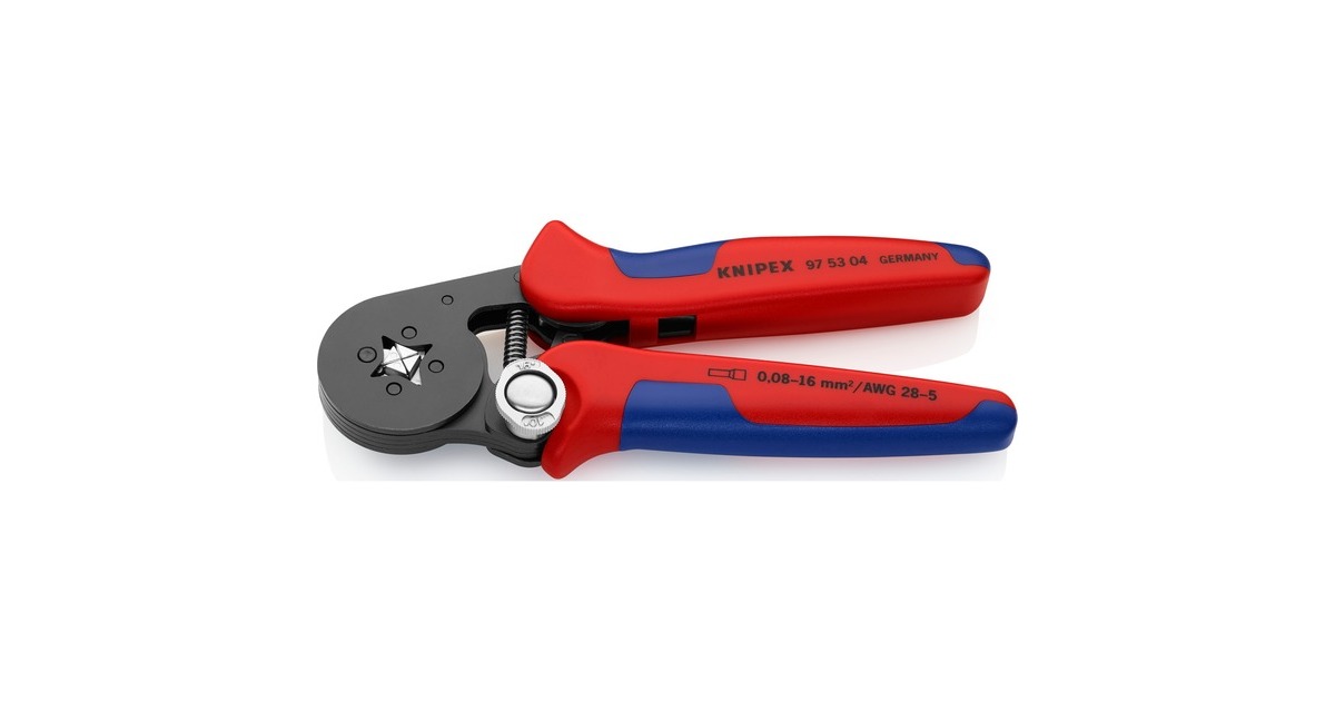 Knipex Pince à sertir auto-ajustable pour embouts de câble 97 53 04  Rouge/Bleu, avec accès latéral