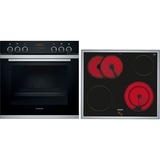 Siemens PQ211KA10 set d'appareils de cuisine Céramique Four électrique, Jeu de cuisinière Noir/en acier inoxydable, Céramique, 4 zone(s), Verre-céramique, Noir, Tactile, 58,3 cm