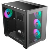 RAIJINTEK  boîtier bench/show Noir | 2x USB-A | 1x USB-C | RGB | Window