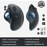 Logitech ERGO M575 Trackball Graphite, Droitier, Trackball, RF sans fil + Bluetooth, 2000 DPI, Graphite