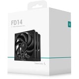 DeepCool FD14, Ventilateur de boîtier Noir, 3 pièces, connecteur de ventilateur PWM à 4 broches