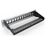 Digitus Panneau de brassage modulaire, 8 ports Noir, 8 ports, Noir, Montage de rack, 1U, 270 mm, 120 mm, 171,212 g