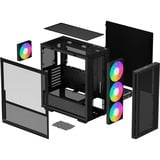 DeepCool CH560 boîtier midi tower Noir | 1x USB-A | 1x USB-C | RGB | Verre Trempé