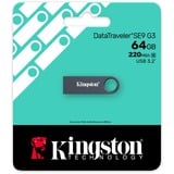 Kingston DataTraveler SE9 G3 64 Go, Clé USB Gris foncé, KE-U2X64-1AC, USB-A 3.2 (5 Gbit/s)