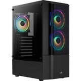 Aerocool Quantum v2 TG boîtier midi tower Noir/gris | 3x USB-A | RGB | Verre Trempé