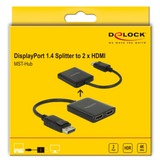 DeLOCK DisplayPort 1.4 > 2x HDMI MST, Répartiteurs de DisplayPort Noir, 0,2 mètres