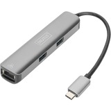 Digitus Station USB-C™, 5 ports, Station d'accueil Aluminium, 5 ports, USB Type-C, HDMI, RJ-45, USB 3.2 Gen 1 (3.1 Gen 1) Type-A, 1.4b, 5000 Mbit/s, 3840 x 2160 pixels, Gris