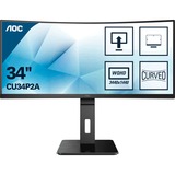 AOC CU34P2A 34" Moniteur UltraWide incurvé  Noir, 2x HDMI, 1x DisplayPort, 4x USB-A 3.2 (5 Gbit/s)