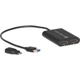 Sonnet USB3-DDP4K câble vidéo et adaptateur USB Type-A 2 x DisplayPort Noir Noir, USB Type-A, 2 x DisplayPort, Mâle, Femelle, Droit, Droit