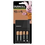 Duracell CEF14 Pile domestique Secteur, Chargeur Noir, Hybrides nickel-métal (NiMH), Surchauffe, Court-circuit, Sous-tension, AA, AAA, 4 pièce(s), Piles fournies