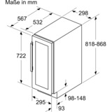 Bosch KUW20VHF0 refroidisseur à vin Refroidisseur de vin compresseur Comptoir Noir 21 bouteille(s), Réfrigérateur à vin Noir, Refroidisseur de vin compresseur, Comptoir, 21 bouteille(s), 70 W, F, Noir