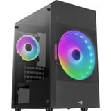 Aerocool Atomic Lite Mini Tower Noir, boîtier pc Noir | 3x USB-A | RGB | Verre Trempé