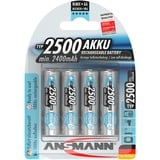 Ansmann maxE 2500mAh NiMh, Batterie Argent, AA, Hybrides nickel-métal (NiMH), 1,2 V, 2500 mAh, 14,5 x 14,5 x 50,5 mm