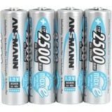 Ansmann maxE 2500mAh NiMh, Batterie Argent, AA, Hybrides nickel-métal (NiMH), 1,2 V, 2500 mAh, 14,5 x 14,5 x 50,5 mm