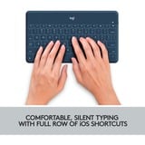 Logitech Keys-To-Go Bleu Bluetooth Allemand, clavier Bleu, Layout DE, Allemand, 1,7 cm, 1,2 mm, Apple, iPad, iPhone, Apple TV, Bleu