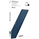 Logitech Keys-To-Go Bleu Bluetooth Allemand, clavier Bleu, Layout DE, Allemand, 1,7 cm, 1,2 mm, Apple, iPad, iPhone, Apple TV, Bleu