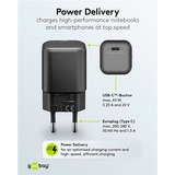 goobay Chargeur rapide USB-C PD GaN Nano (65 W) Noir, 1x USB-C, Power Delivery 3.0