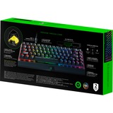 Razer BlackWidow V3 Mini HyperSpeed Switch jaune, clavier gaming Noir, Layout DE, Razer Yellow, 65%, USB + RF Wireless + Bluetooth, Clavier mécanique, QWERTY, LED RGB, Noir