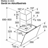 Bosch DWK65DK60, Hotte aspirante Noir