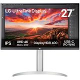 LG 27UP850K-W 27" 4K UHD Moniteur  Argent/Noir, HDMI, DisplayPort, USB-C