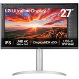 LG UltraFine 27UP850K-W 27" 4K UHD Moniteur  Argent/Noir, HDMI, DisplayPort, USB-C