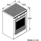 Bosch HKA090220 four et cuisinière Céramique Blanc A, Jeu de cuisinière Blanc, Cuisinière, Blanc, Rotatif, Blanc, Devant, Céramique