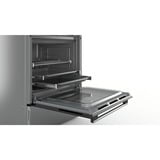 Bosch Serie 6 HKS79U250 four et cuisinière Céramique Noir, Argent A, Jeu de cuisinière Acier inoxydable, Cuisinière, Noir, Argent, Rotatif, Tactile, Acier inoxydable, Devant, 1,2 m