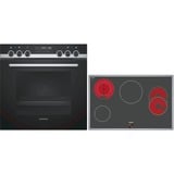 Siemens PQ523KB00 set d'appareils de cuisine Céramique Four électrique, Jeu de cuisinière Acier inoxydable, Céramique, 4 zone(s), Verre-céramique, Noir, 79,5 cm, 51,7 cm