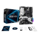 ASRock B550 Pro4 carte mère socket AM4 Noir/Argent, RAID, Gb-LAN, Sound, ATX