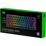 Razer Huntsman Mini Switch optique sonore Violet, clavier gaming Noir, Layout DE, Razer Clicky Optical (Purple), 60%, USB, Contacteur de touche opto-mécanique, QWERTZ, LED RGB, Noir