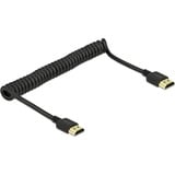 DeLOCK Câble spiralé HDMI Noir, 1,5 mètres, 4K 60Hz