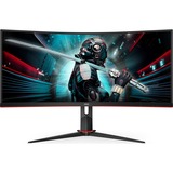 AOC CU34G2X/BK 34" Moniteur UltraWide gaming incurvé  Noir, 86,4 cm (34"), 3440 x 1440 pixels, Quad HD, LED, 1 ms, Noir, Rouge