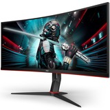 AOC CU34G2X/BK 34" Moniteur UltraWide gaming incurvé  Noir, 86,4 cm (34"), 3440 x 1440 pixels, Quad HD, LED, 1 ms, Noir, Rouge