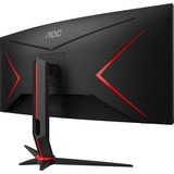 AOC CU34G2X/BK 34" Moniteur UltraWide gaming incurvé  Noir, 86,4 cm (34"), 3440 x 1440 pixels, Quad HD, LED, 1 ms, Noir, Rouge