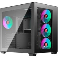 RAIJINTEK  boîtier bench/show Noir | 2x USB-A | 1x USB-C | RGB | Window