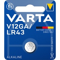 VARTA -V12GA Piles domestiques, Batterie Batterie à usage unique, LR43, Alcaline, 1,5 V, 80 mAh, Métallique