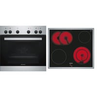 Siemens EQ110KA1EE set d'appareils de cuisine Céramique Four électrique, Jeu de cuisinière Acier inoxydable, Céramique, 4 zone(s), Verre-céramique, Noir, Tactile, 58,3 cm