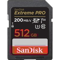 SanDisk Extreme PRO SDXC 512 Go, Carte mémoire Noir, UHS-I, Classe 10, U3, V30