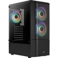 Aerocool Quantum Mesh-G-BK-V2 Midi Tower Noir, boîtier pc Noir/gris | 3x USB-A | RGB | Verre Trempé