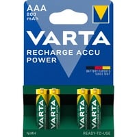 VARTA -56703B Piles domestiques, Batterie Batterie rechargeable, AAA, Hybrides nickel-métal (NiMH), 1,2 V, 4 pièce(s), 800 mAh