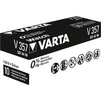 VARTA -V357 Piles domestiques, Batterie Batterie à usage unique, Argent-Oxide (S), 1,55 V, 1 pièce(s), Hg (mercure), Argent