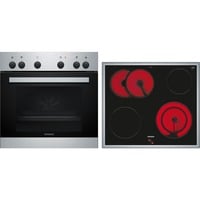 Siemens EQ110KA2EE set d'appareils de cuisine Céramique Four électrique, Jeu de cuisinière Acier inoxydable, Céramique, 4 zone(s), Verre-céramique, Noir, Tactile, 58,3 cm