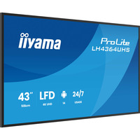 iiyama LH4364UHS-B1AG, Affichage public Noir (Mat)