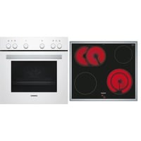 Siemens EQ110KA1WE set d'appareils de cuisine Céramique Four électrique, Jeu de cuisinière Blanc, Céramique, 4 zone(s), Verre-céramique, Noir, 58,3 cm, 51,3 cm