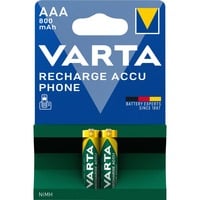 VARTA -T398B Piles domestiques, Batterie Batterie rechargeable, AAA, Hybrides nickel-métal (NiMH), 1,2 V, 2 pièce(s), 800 mAh