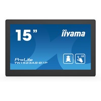 iiyama ProLite TW1523AS-B1P 15.6" Moniteur tactile  Noir, 39,6 cm (15.6"), 1920 x 1080 pixels, Full HD, LED, 30 ms, Noir