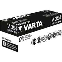 VARTA -V394 Piles domestiques, Batterie Batterie à usage unique, Argent-Oxide (S), 1,55 V, 58 mAh, Argent, 3,6 mm