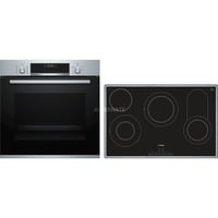 Bosch HBD632LS80 set d'appareils de cuisine Céramique Four électrique, Ensemble four Acier inoxydable/Noir, Céramique, 4 zone(s), Verre-céramique, Noir, Tactile, 79,5 cm